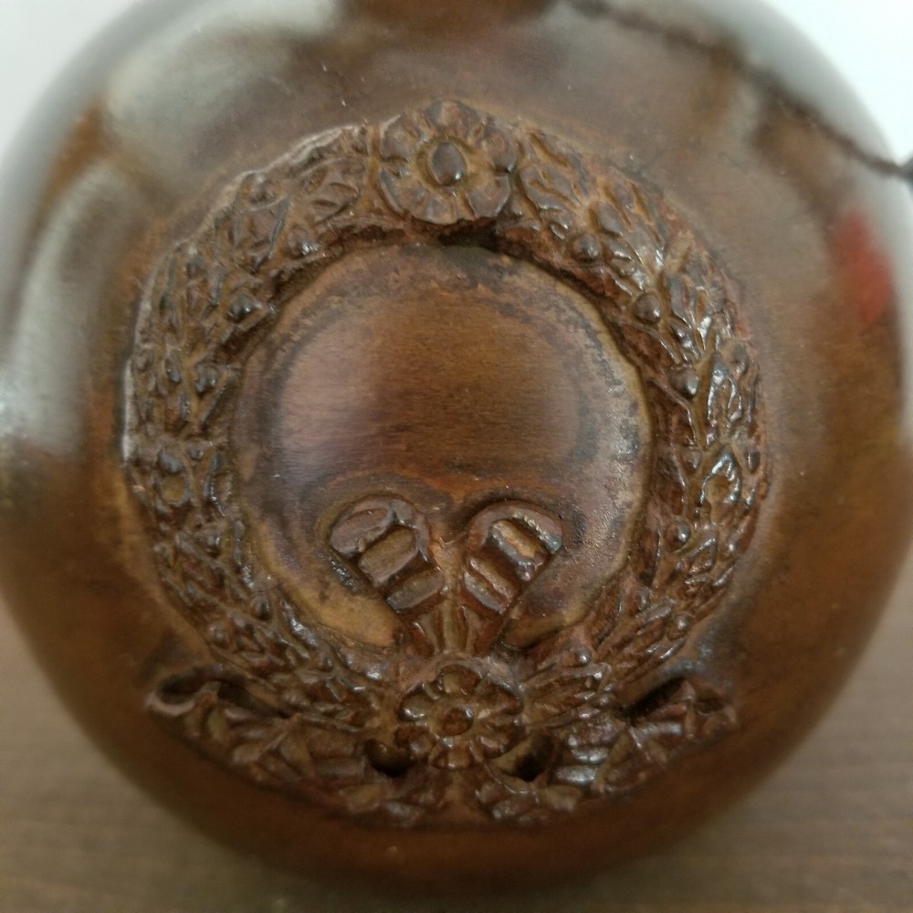 Indian Rustic Metal Brown Pitcher Leaf Design Handle Table/ Counter Decor