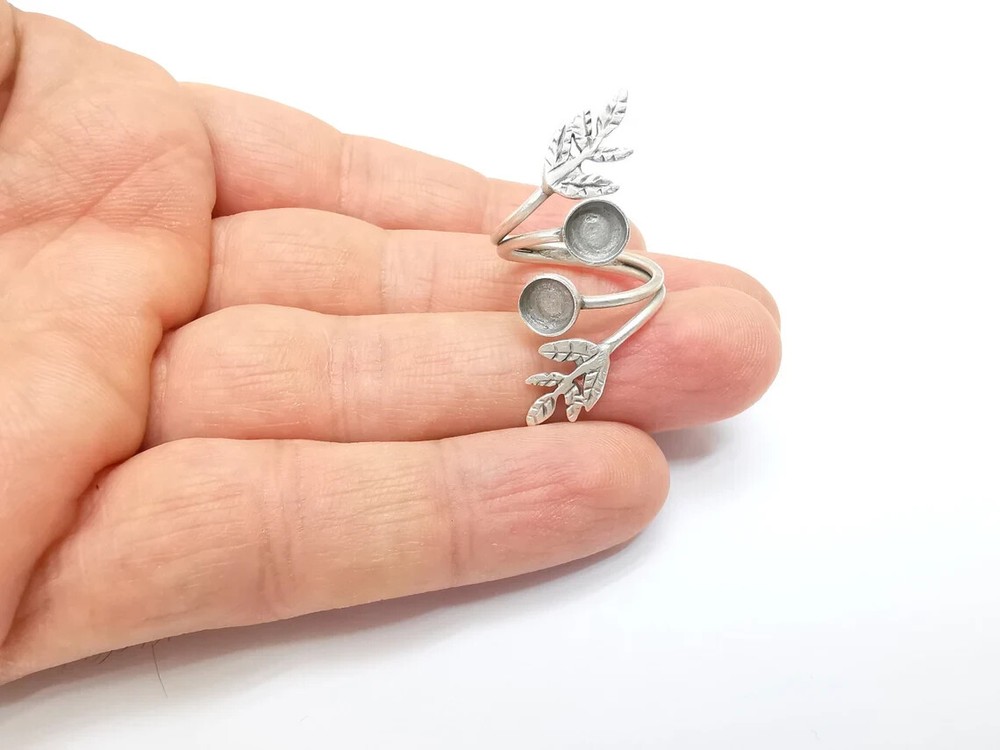 Wrap Leaf Ring Setting, Cabochon Blank, Resin Bezel, inlay Mounting, Epoxy Frame