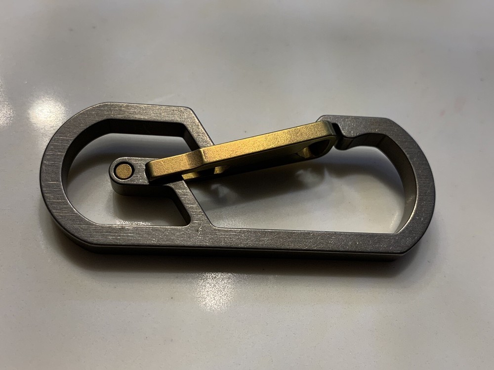 Titanium Carabiner Snap Spring Hook Clip, EDC Keychain, Key Ring, Gold Anodized