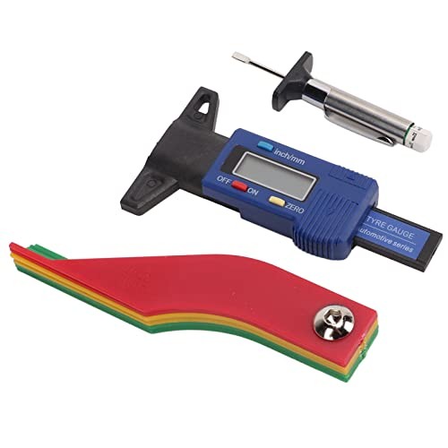 Digital Tire Gauge Kit Color Coded Depth Measurement Tool Handheld Portable