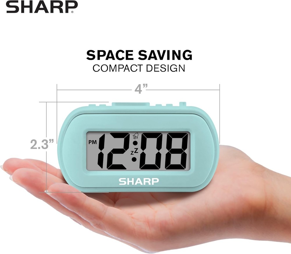 Sharp Digital Alarm Clock – Tactile Case with Soft Rubberized Finish -Mint