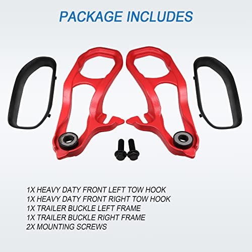New Heavy Daty Front Car Tow Hooks Left & Right with Hardware Replacement Red