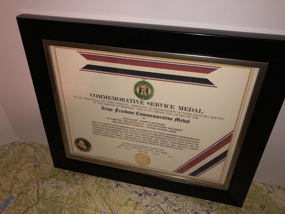 IRAQI FREEDOM COMMEMORATIVE MEDAL CERTIFICATE ~ Type 1