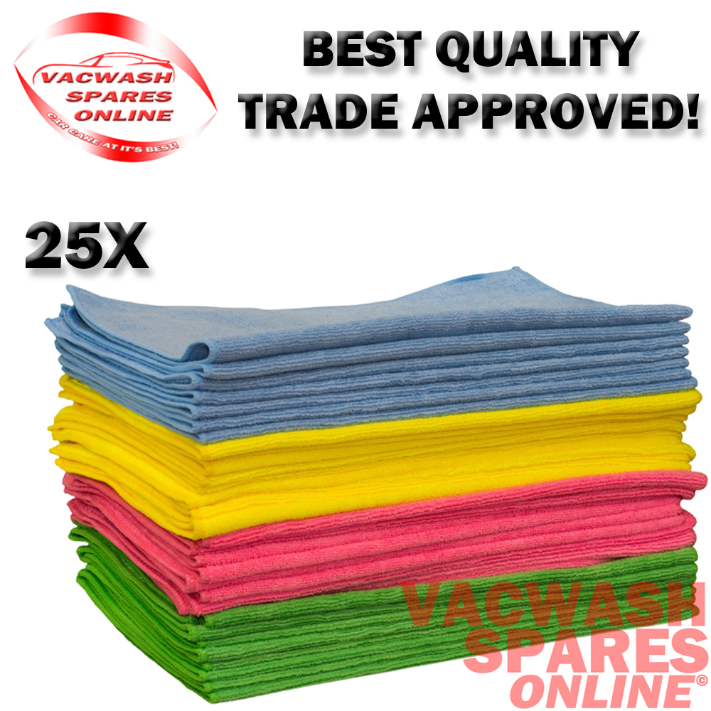 25 MICROFIBRE CLOTHS 40X40CM BUFFING & DRYING MULTI PURPOSE CLEANING WASHABLE