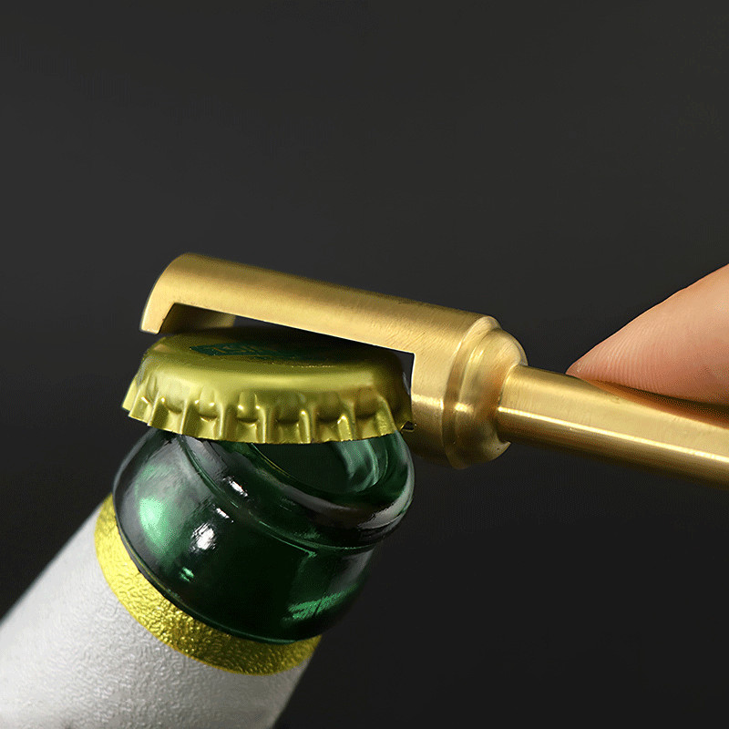 Handmade Creative Portable Solid Brass Bottle Opener Key Chain Pendant EDC Tool