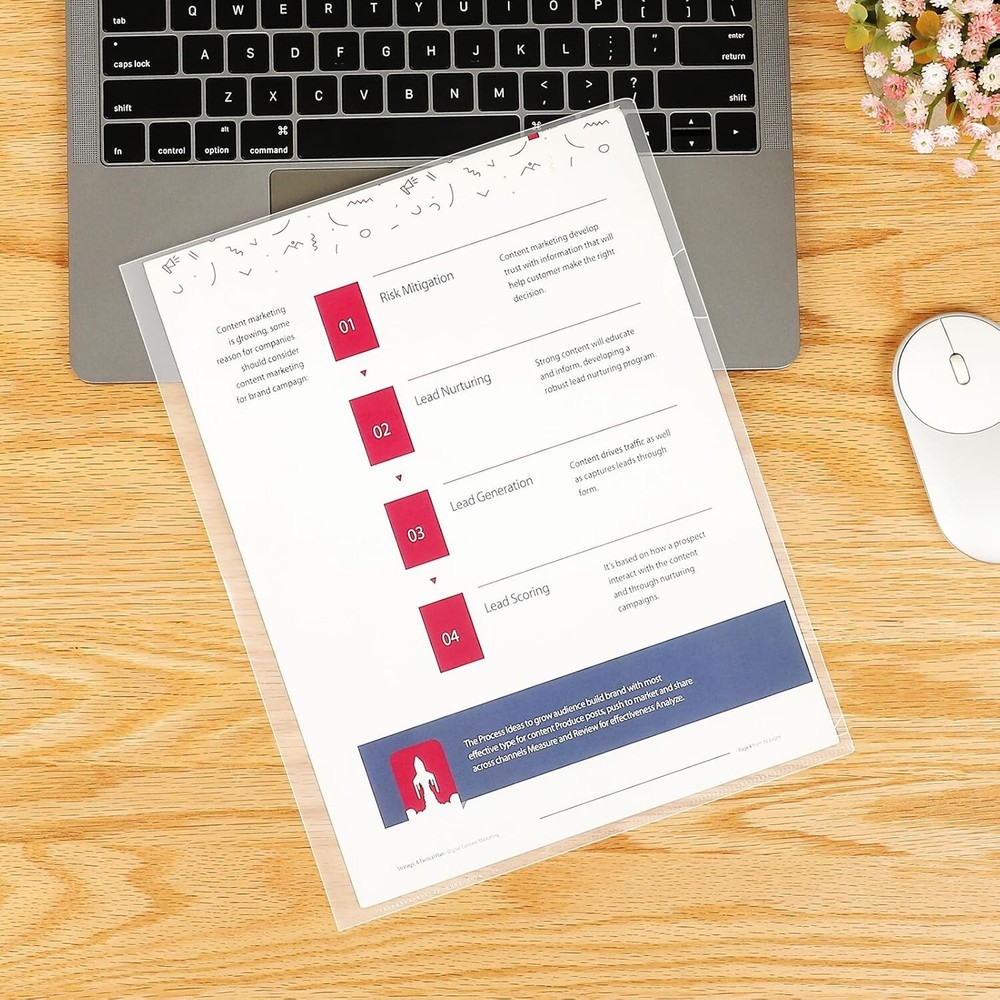 12PCS Plastic File Folder Clear Project Pocket Transparent Document Paper Jacket