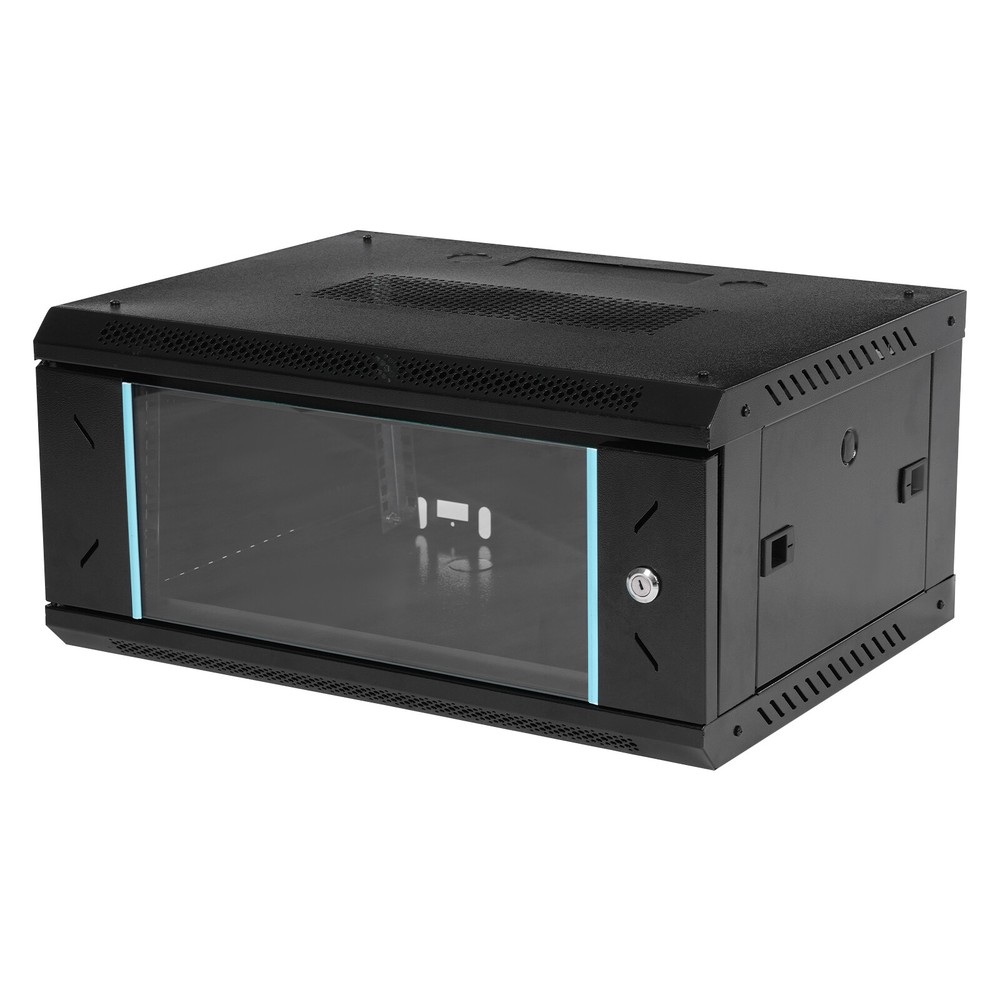 4U Wall Mount Network Server Cabinet, Locking Glass Door, Removable Side Panels