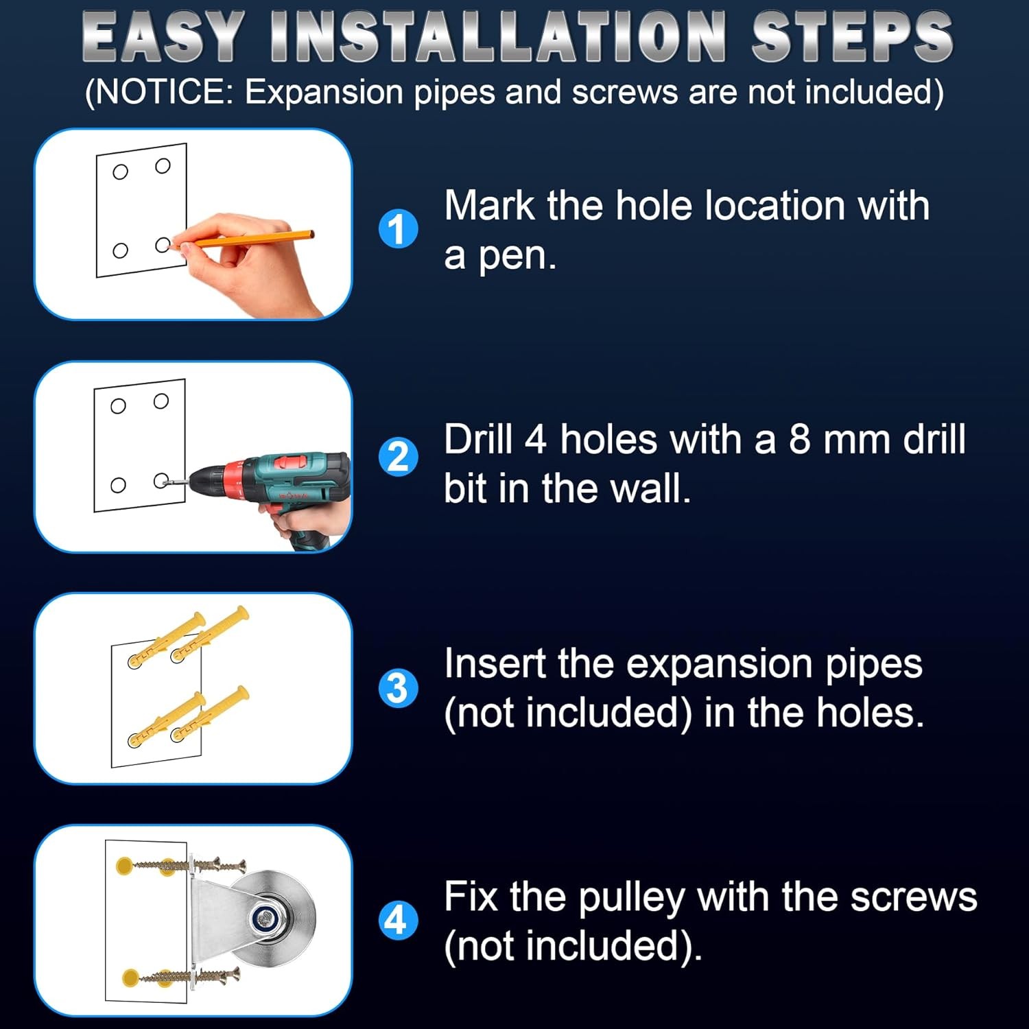 2.36'' 304 Stainless Steel V Groove Pulley Rope Cable Wire Pulley w/ Holes