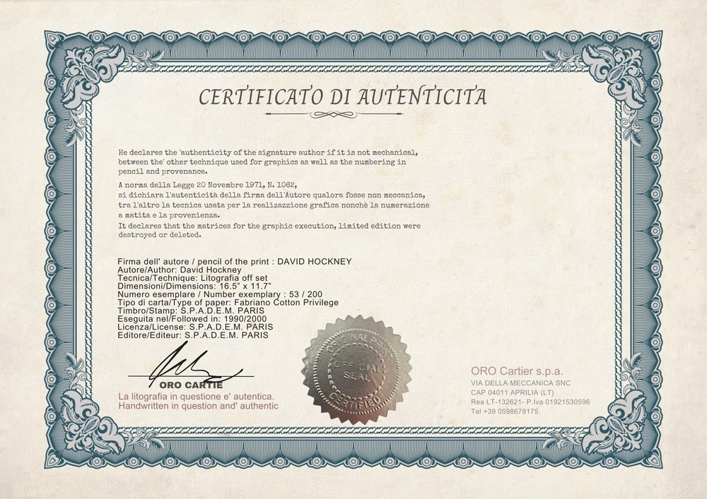 David Hockney Signed - Beach Umbrella - Beachscape Print - Certificate.