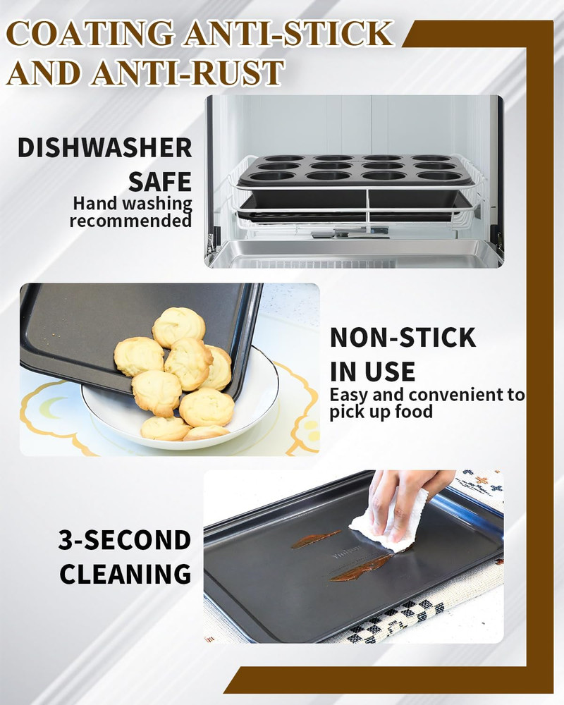 Nonstick Baking Pans Set, 19 PCS Stackable Bakeware Sets, Oven Pan Set Includes