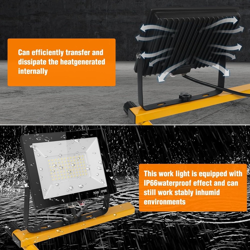 LED Work Lights with Stand, 21000 Lumen, 2-Head Adjustable Work Light