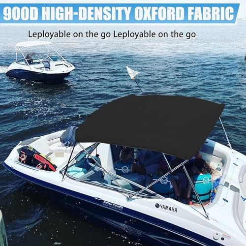 4 Bow Bimini Top Replacement Canvas with Stern Light Hole and Storage Boot,