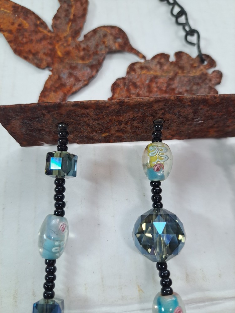 Rustic Hummingbird & Bell Wind Chime With Beaded Accents
