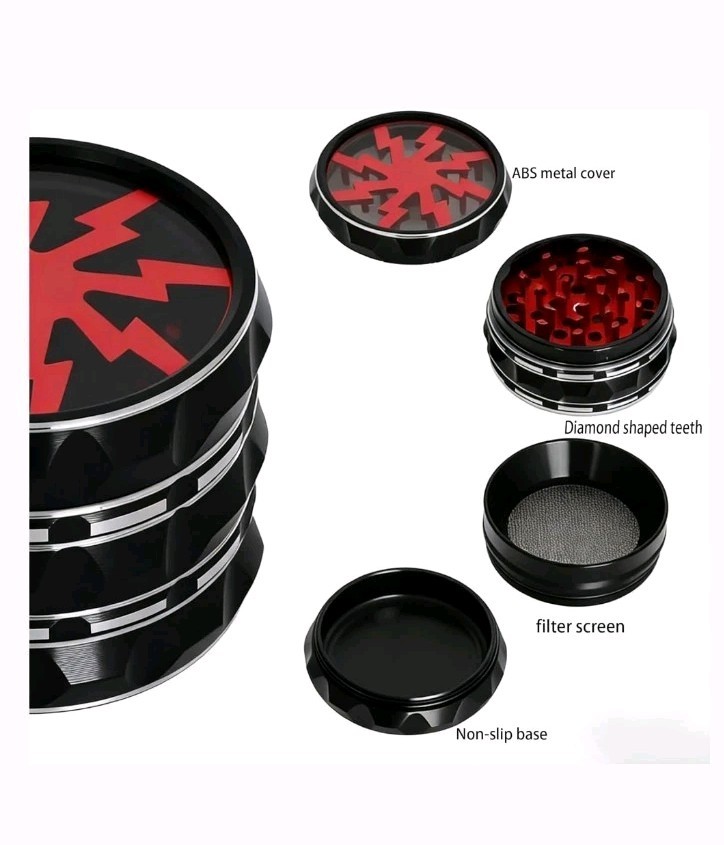 2.5" Lightning Red, Black & Silver Manual Spice Grinder