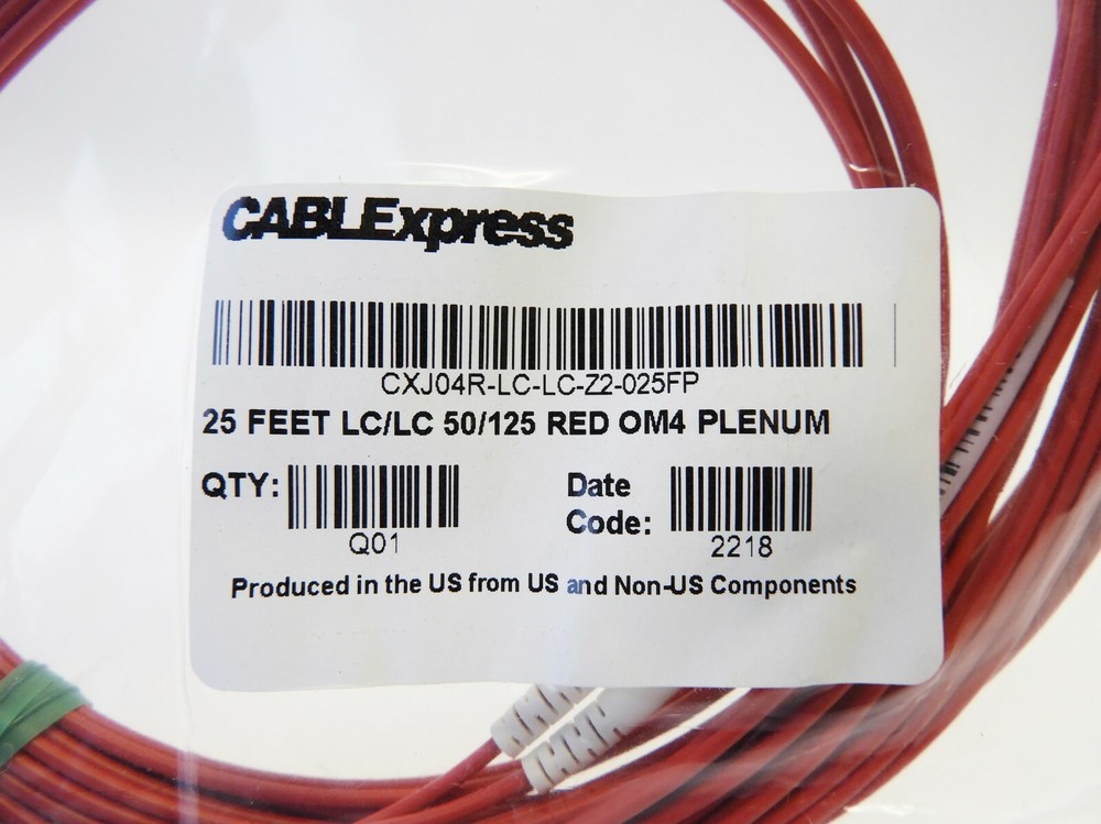 25 Feet LC/LC 50/125 Red OM4 Plenum CABLExpress