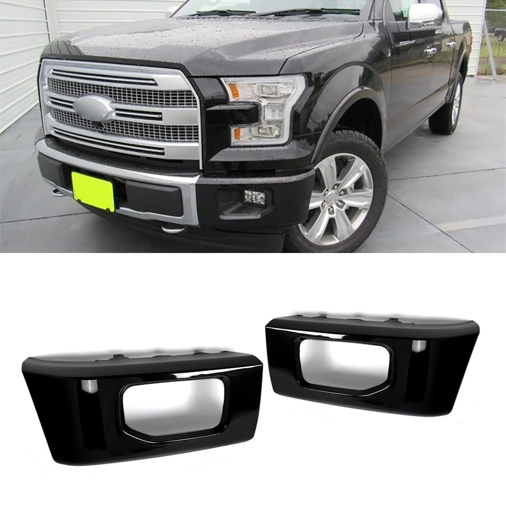 Front Bumper End Cap Set Shadow Black for F150 2015-2017 Replace FL3Z17K832APTM