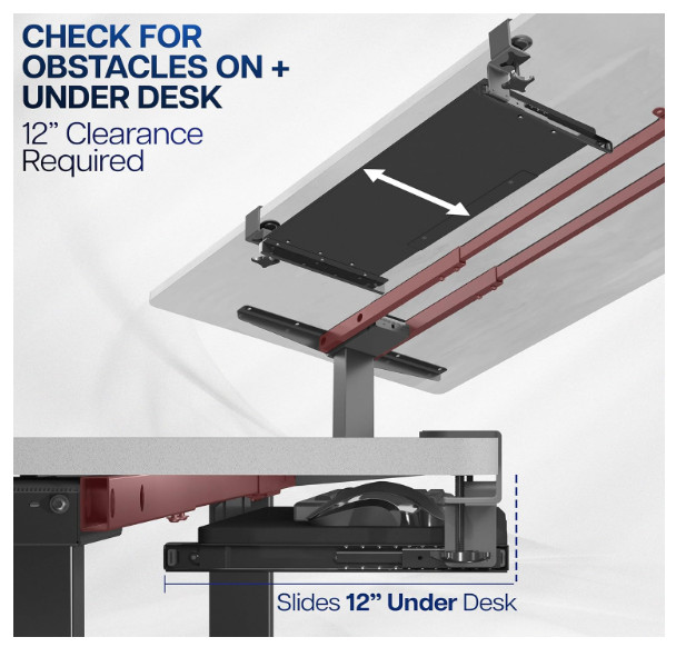 27''x11'' Keyboard Tray Under Desk Pull Out w/ Extra Sturdy C Clamp Mount System
