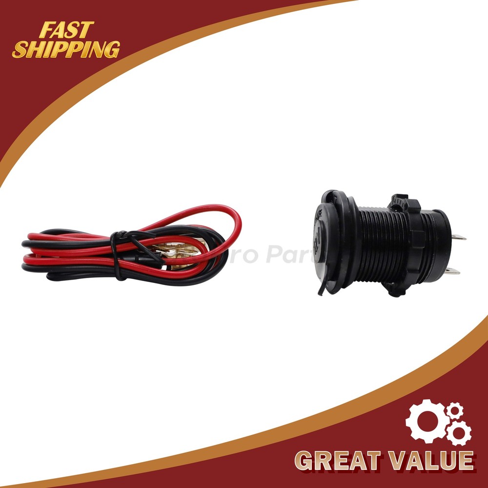 12V Cigarette Lighter Socket Power Outlet Socket Receptacle ATV Motorcycle Car