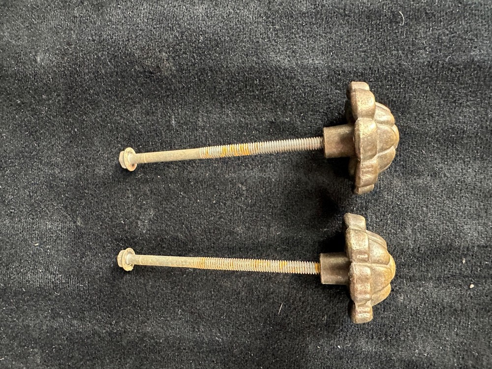 Vintage Brass Knobs 2 Round Knobs Vtg Hardware Antiqued Brass 1.25" GrannyCore
