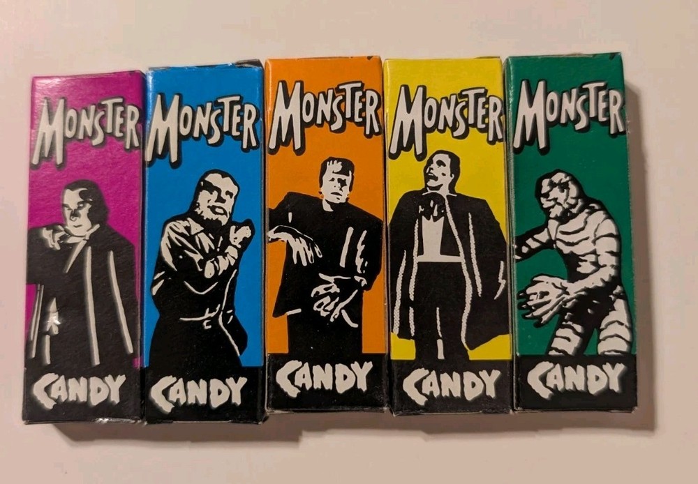 5 Vtg Universal Monsters Candy Boxes Unopened Complete Set Halloween Expired