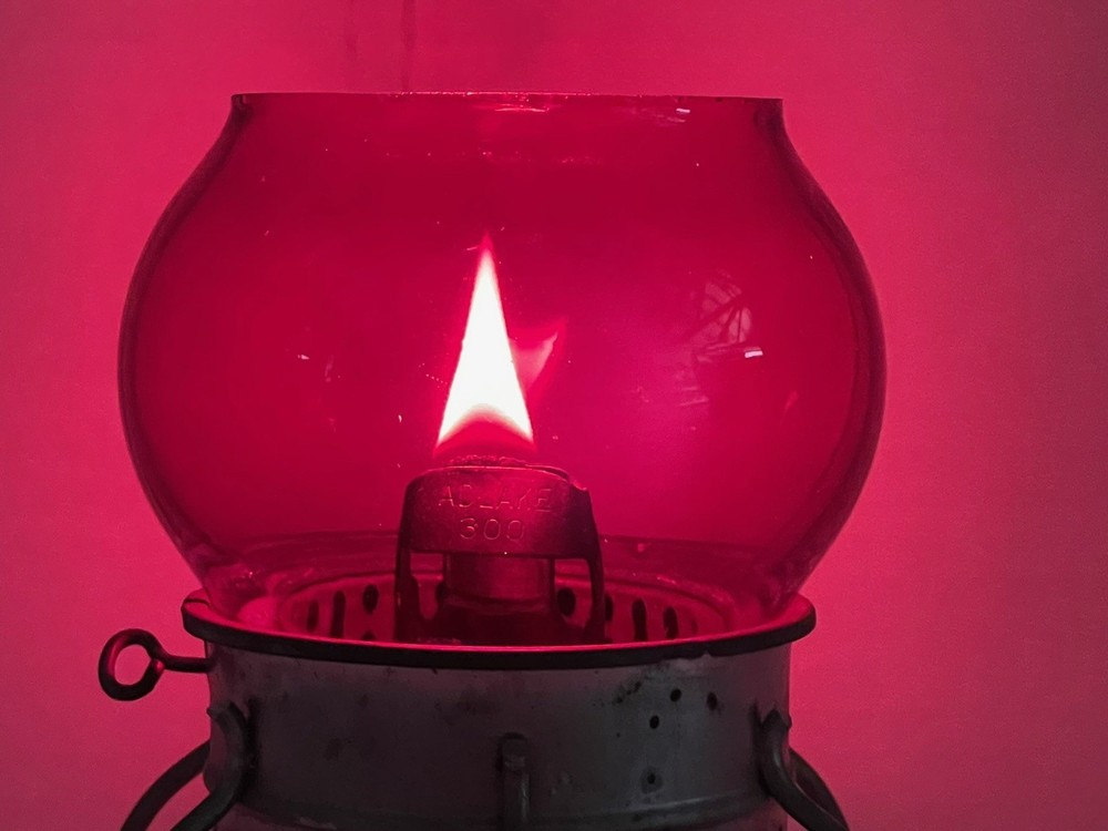 Red Corning Short Globe For Railroad Lantern