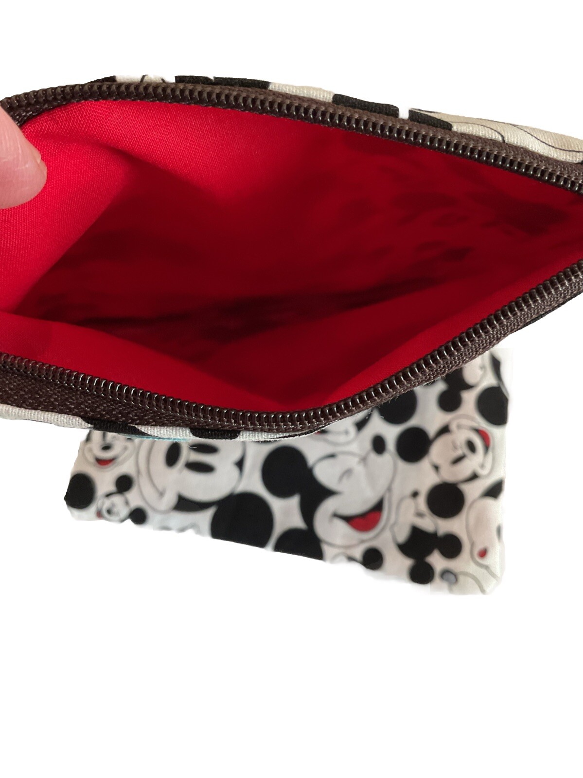 Lined Mickey Mouse handmade zippered pouch