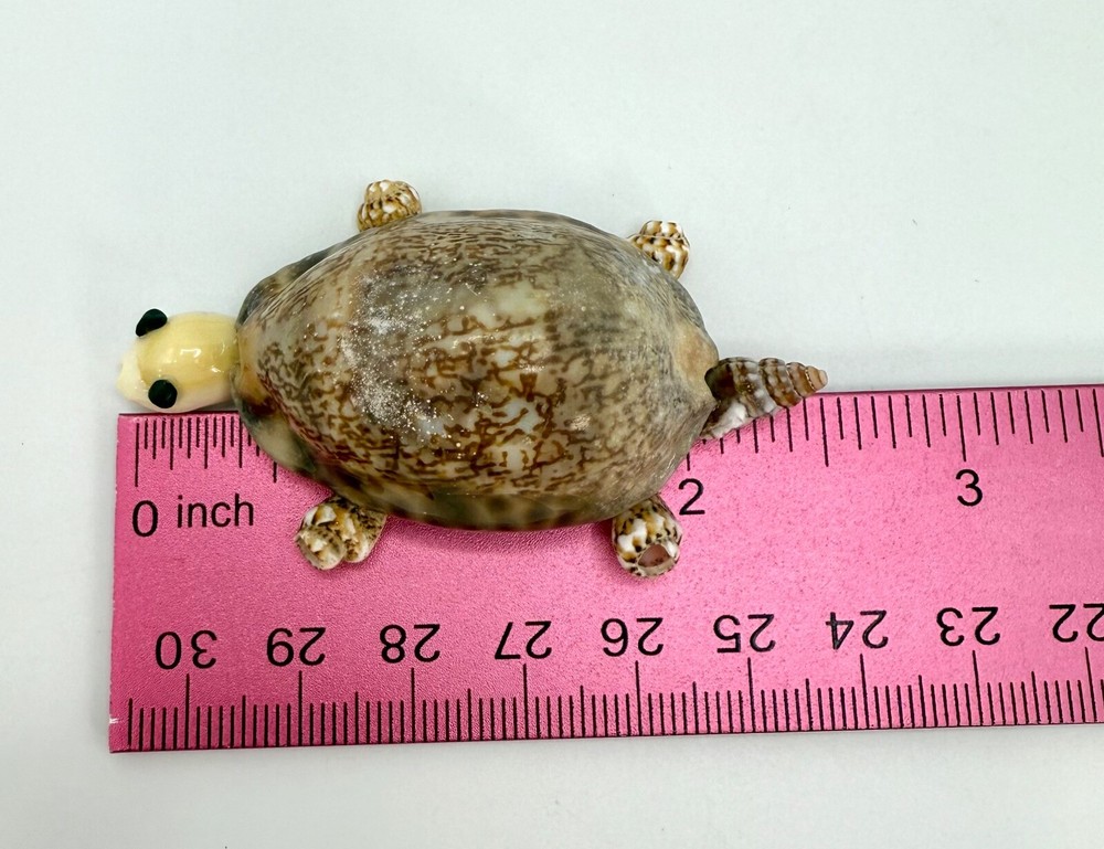 Hand Crafted Mama & Baby Turtles Seashell Folk Art Figures