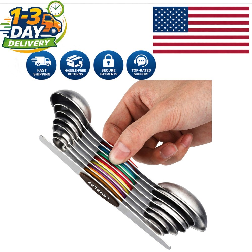 Stackable Magnetic Measuring Spoons - 8-Piece Stainless Steel Culinary Precision