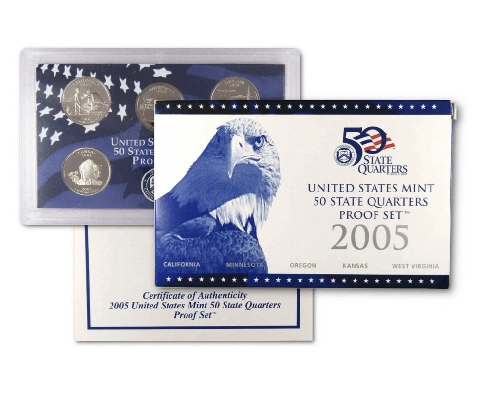 2005 State Quarter Clad Proof Set U.S. Mint Packaging OGP COA