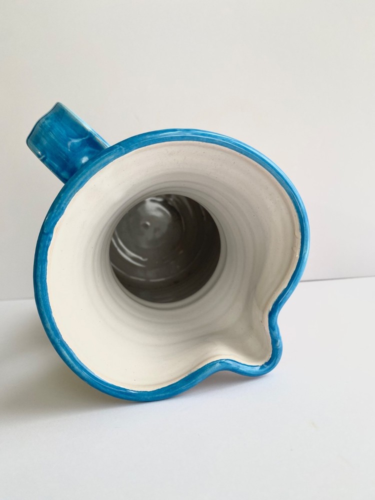 Ceramical Spain Unique Light Blue Design Drinking Pouring Pitcher Spanish Nice