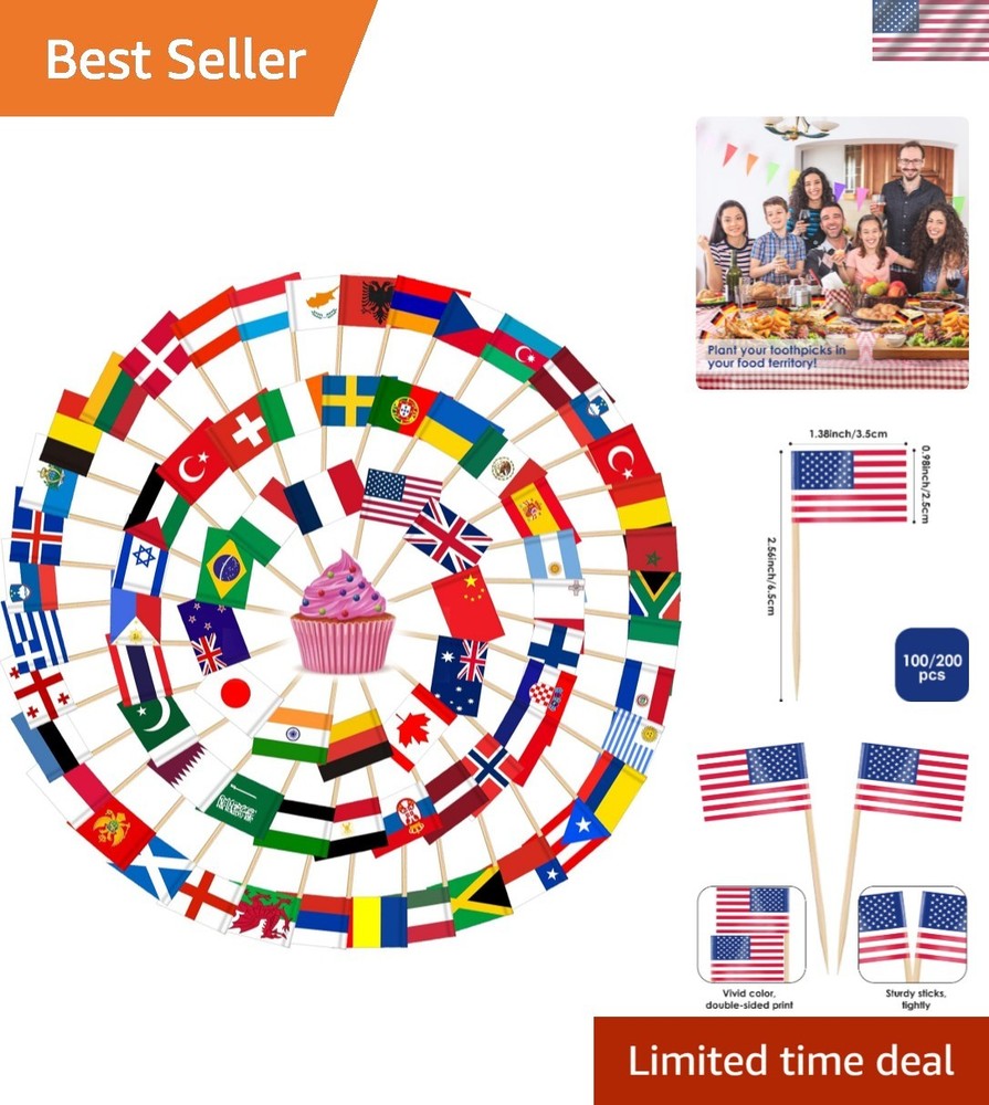 Different Countries Toothpick Flag, 100 Pcs Mini Flags on Sticks for 2026 Wor...