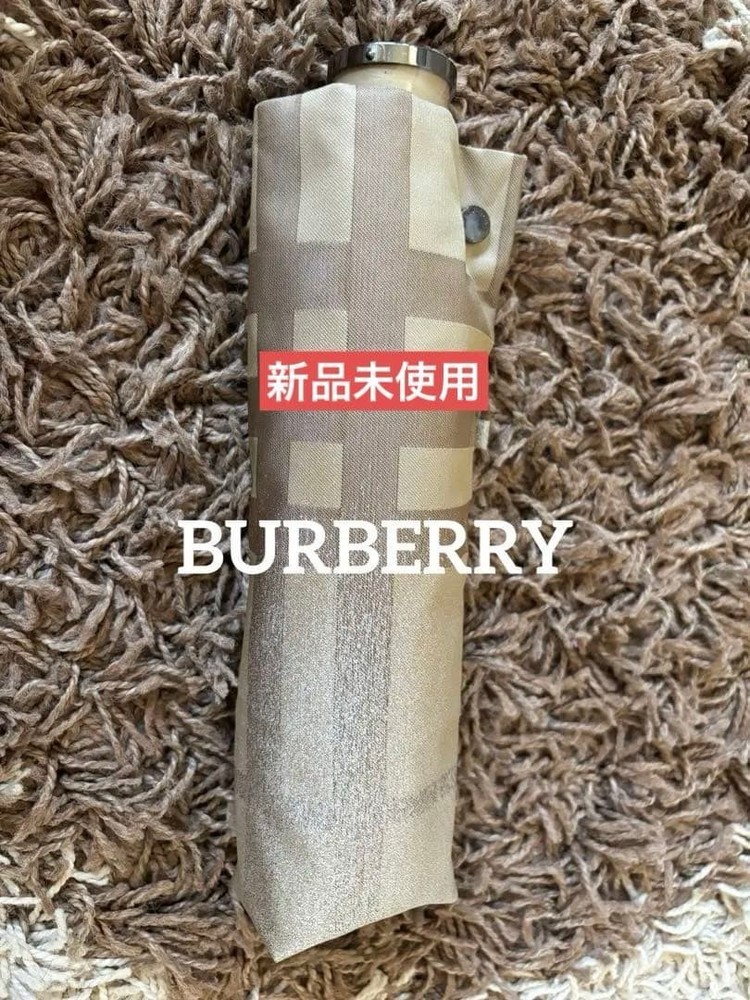 BURBERRY Folding Umbrella Check pattern Glitter Finish New Without Tag Authentic