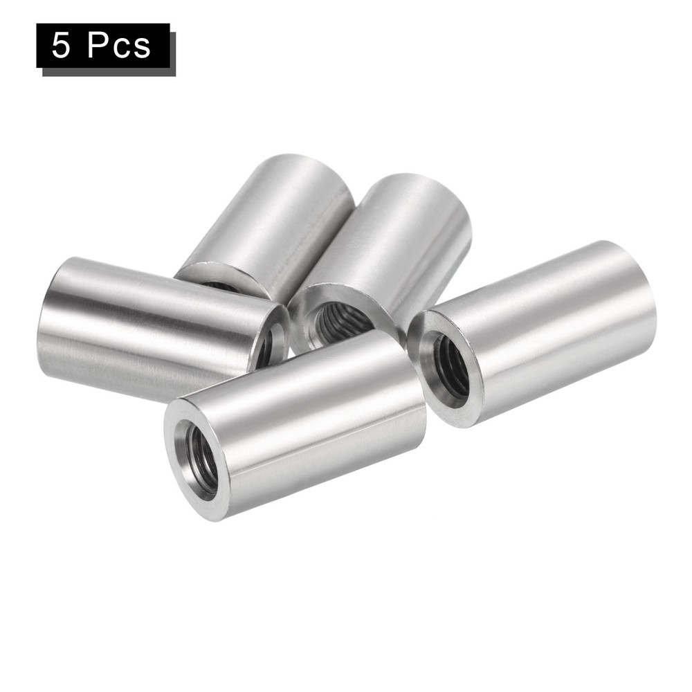 5Pcs Round Connector Nuts, M8x25x14mm Coupling Nut Sleeve Rod Bar Stud Nut