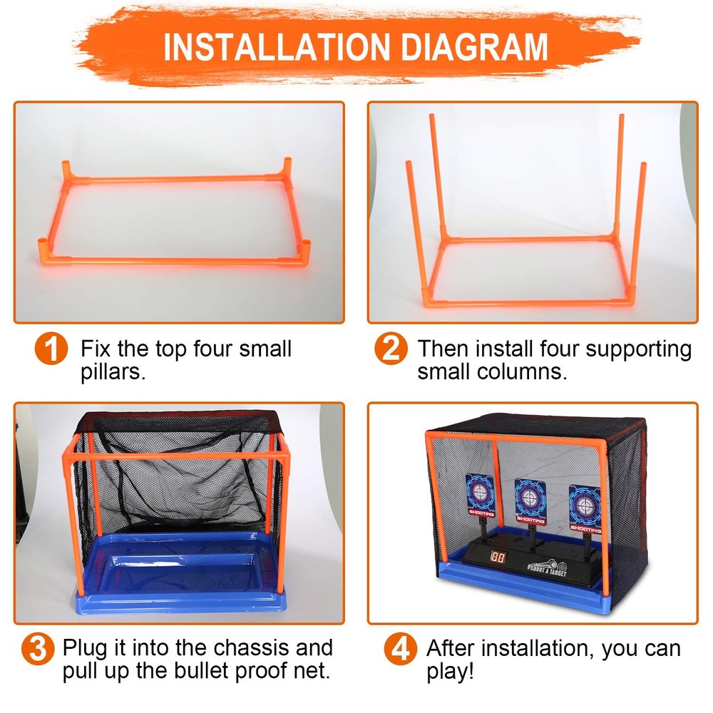 Electronic Shooting Target Scoring Auto Reset Digital Targets Medium, Black
