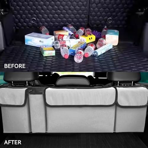Car Trunk Organizer, Backseat Hanging Large Storage with Adjustable White