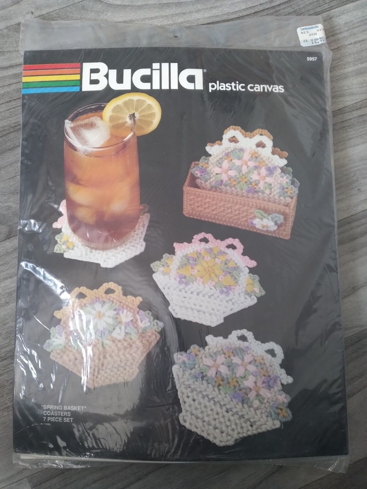 Bucilla 3D Needlepoint Kit Spring Basket Coasters #5957