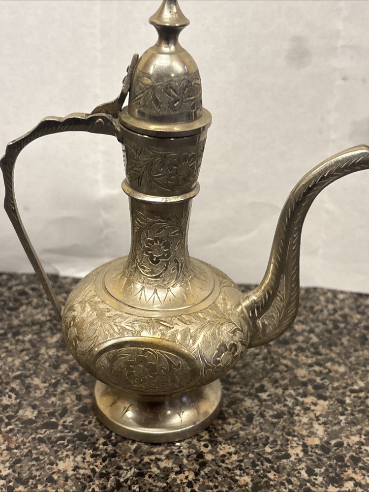 Vintage Solid Brass Mini Teapot; India; 5.5"