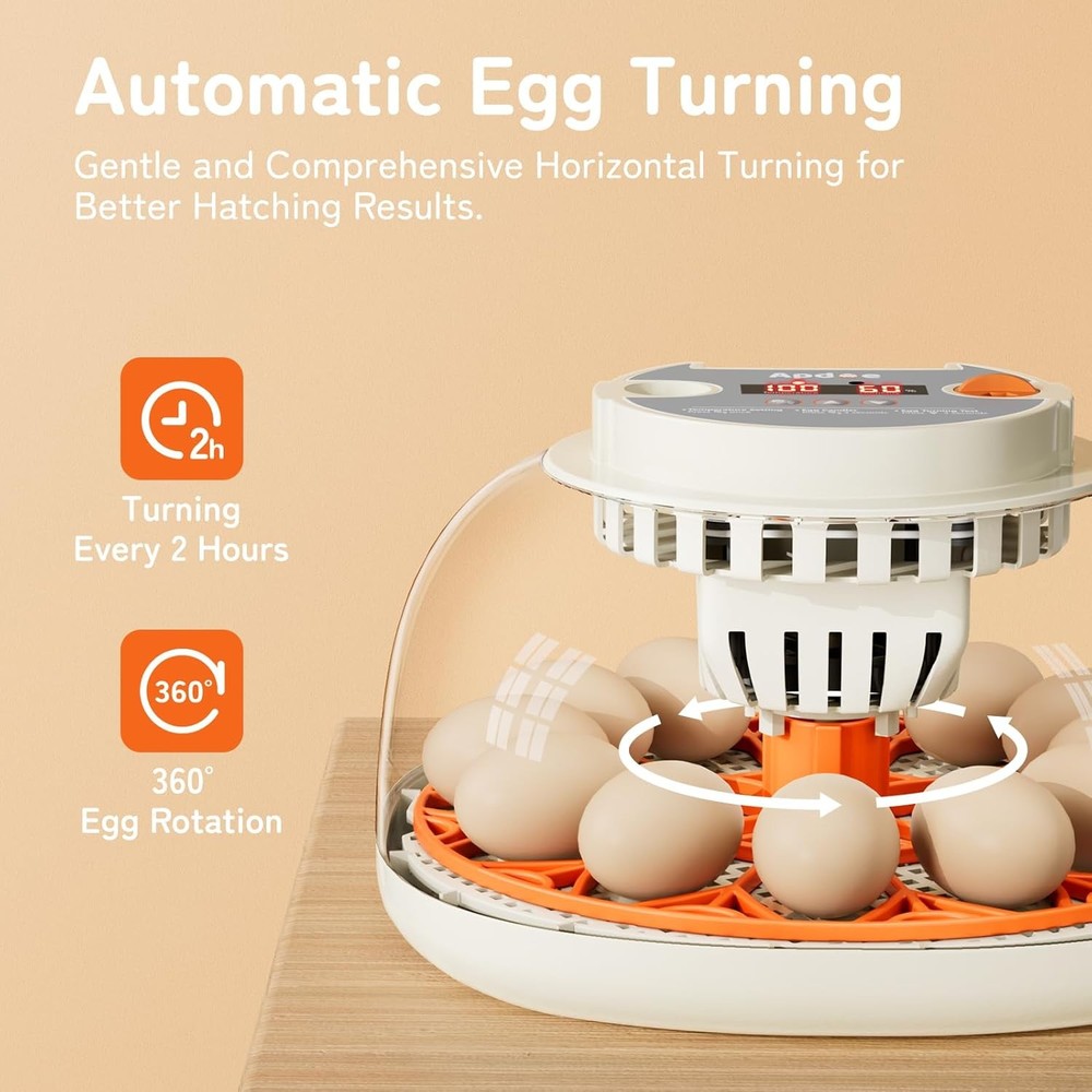 Egg Incubator with Temperature and Humidity Control, Automatic Egg Turner