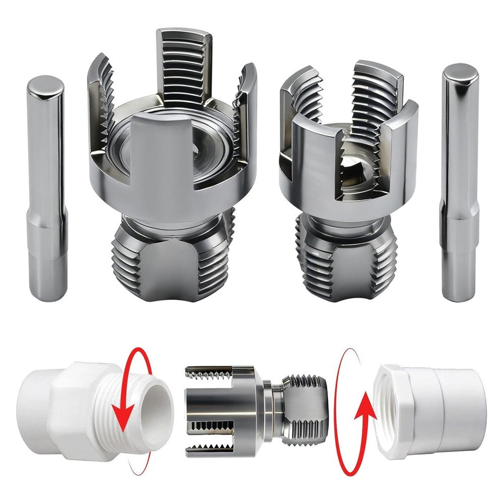 2PCS Internal & External Pipe Threading Tool for 1/2"& 3/4" PVC/Plastic Pipes