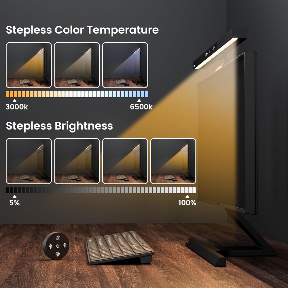 Monitor Light Bar with Remote Control, USB Computer Lamp, Black