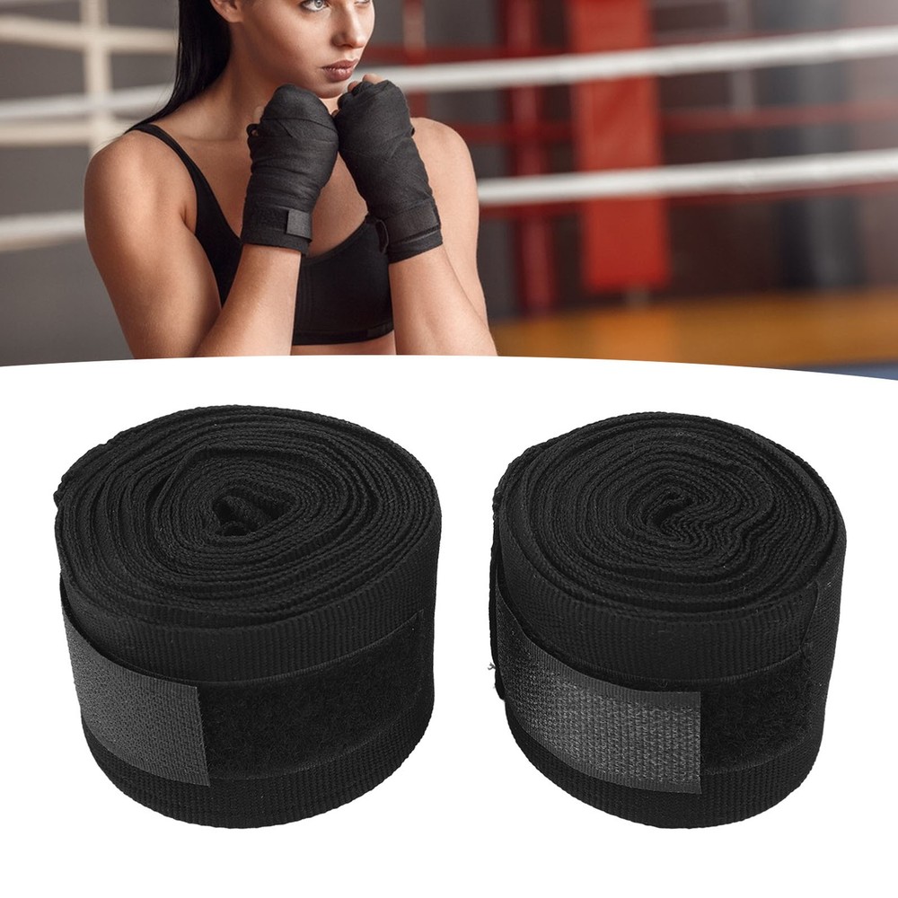 2pcs Boxing Handwraps 5m Quick Drying Hook Loop Black