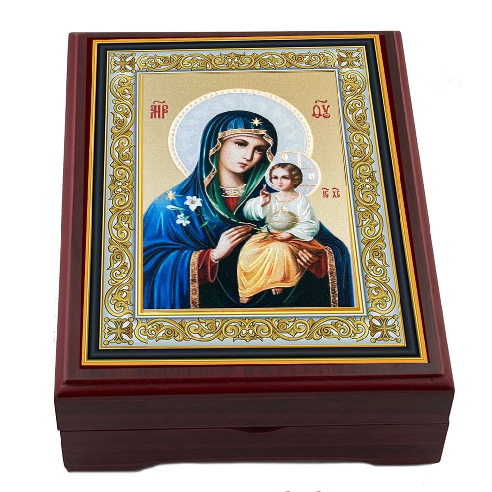 Rosary Box Madonna and Chid Box for Prayer Beads Jewelry Eternal Bloom