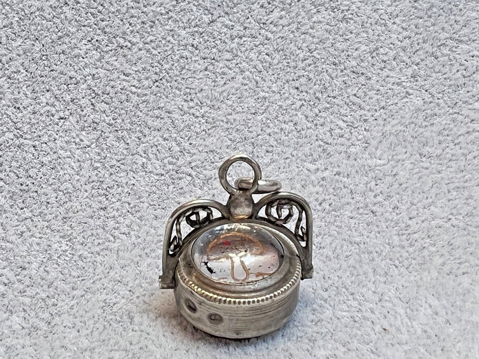 Antique Silver Essex Crystal Carnelian Wax Seal Pocket Watch Chain Fob Spinner