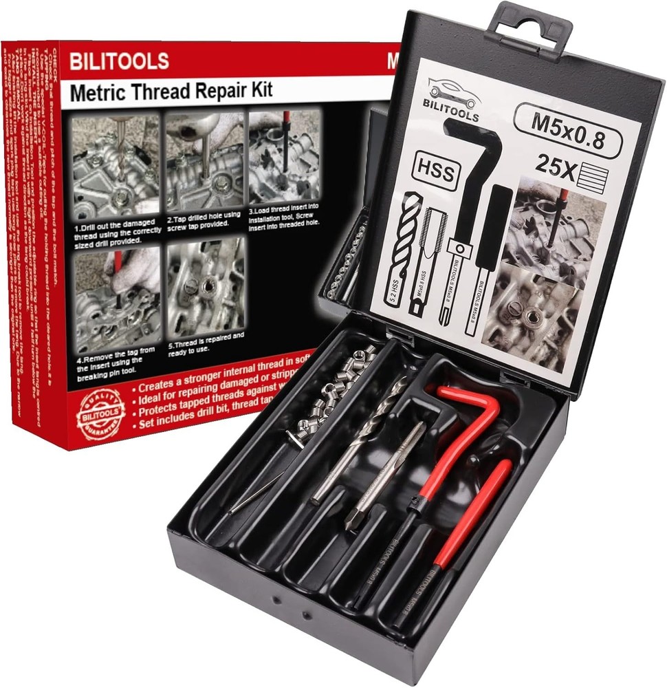 Efficient M5x0.8 Thread Repair Kit - High Torque Stainless Inserts Included
