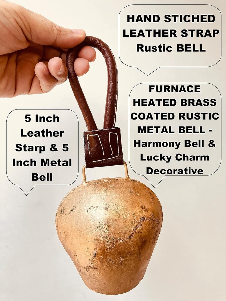 5in Rustic Decorative Cowbell Leather Strap
