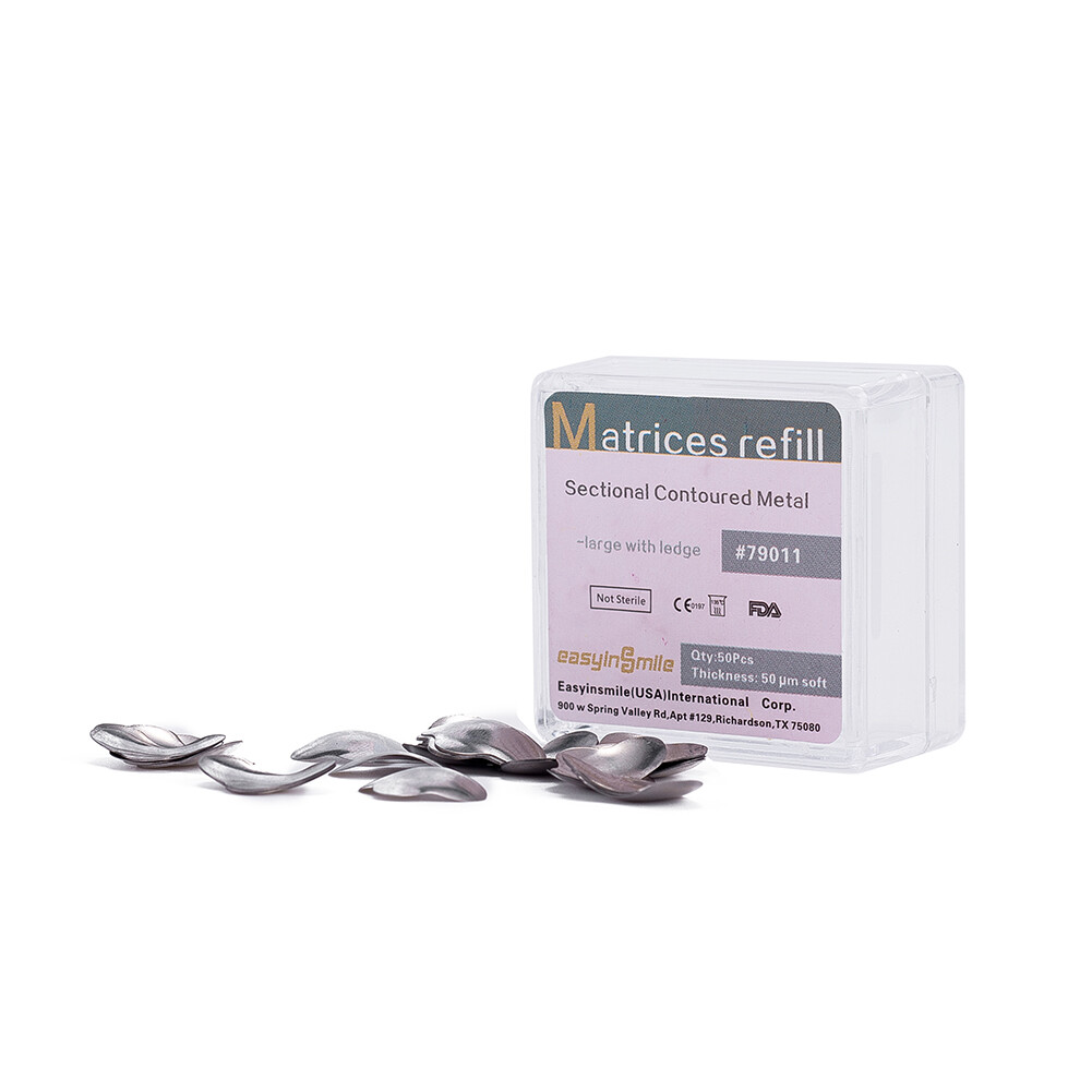 50Pcs Dental Metal Matrices Matrix Band Sectional Contoured Refill S/M/L 50μm