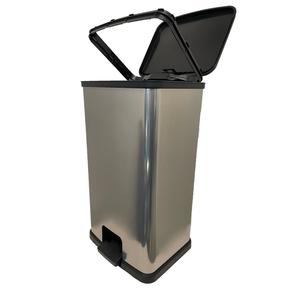 Mainstays Kitchen Trash Can, 13.2Gallon, Plastic Step-on Rectangular Garbage Bin
