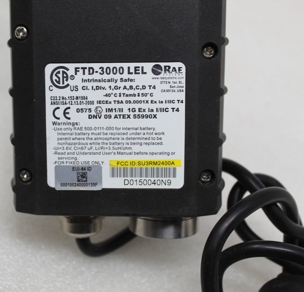 RAE Systems FTD-3000 LEL MeshGuard Gas Detector Sensor FTD3000