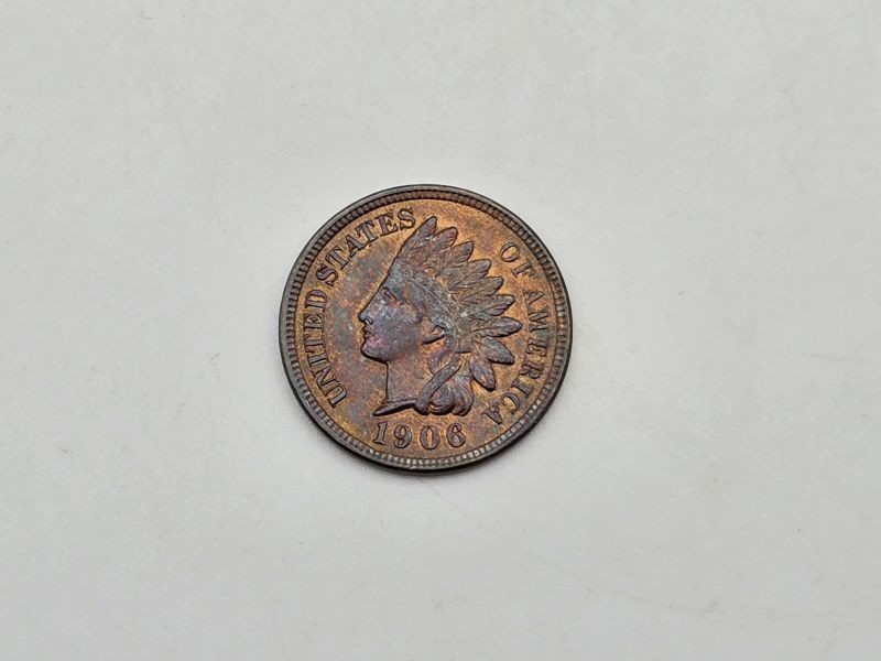 1906 Indian Head Cent Uncirculated RB Lightly Cleaned 40417