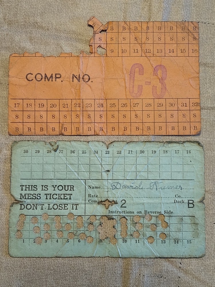 WW2 Soldiers Meal Tickets On Ship